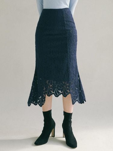 Mesh Lace Mermaid High-Waisted Skirt [Navy] - REORG - Modalova