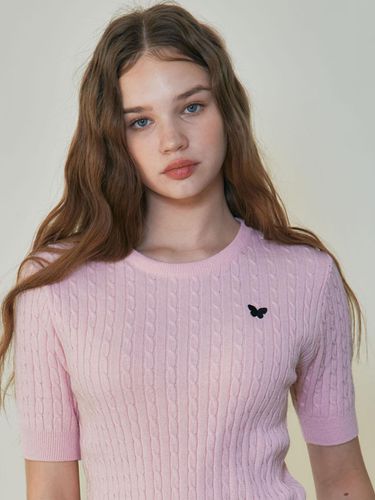 Twist Symbol Knit Top_PINK - MARILUZ - Modalova