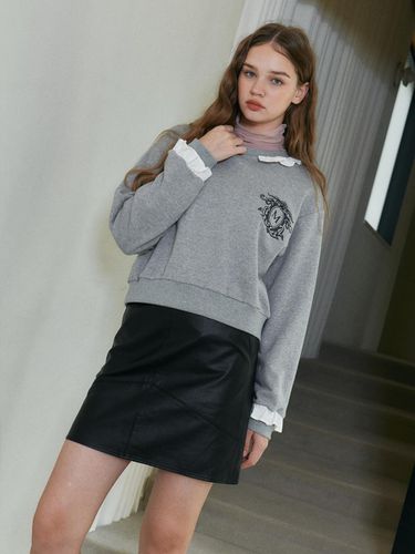 Cotton Embroidery Sweatshirt_MELANGE GREY - MARILUZ - Modalova