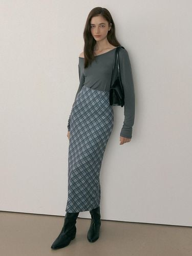 Check High-Waist Maxi Skirt [Mild Gray] - REORG - Modalova