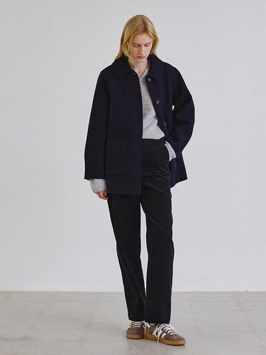 Handmade Washed Wool Mid Coat [] - STEP AROUND - Modalova