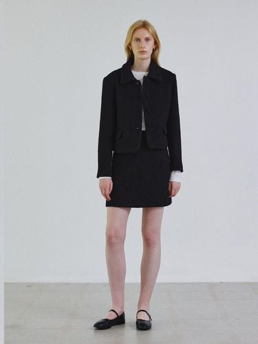 Boucl Wool Cropped Jacket [BLACK] - STEP AROUND - Modalova