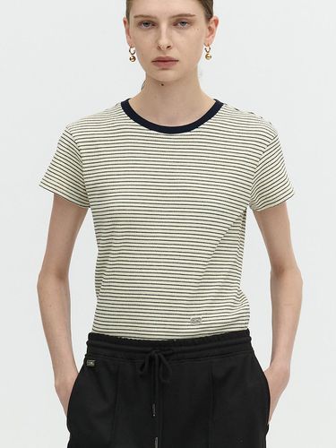 STRIPE RIBBED T-SHIRT_BLACK - L’H.A.S - Modalova