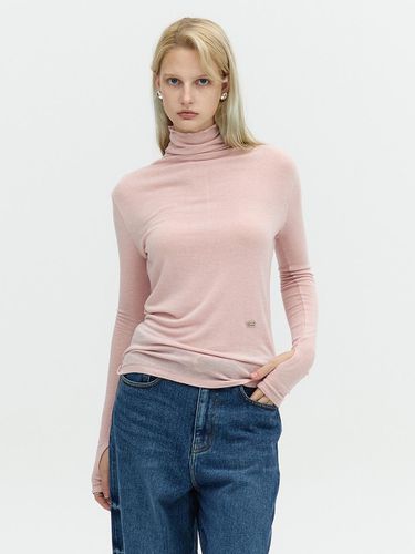 SHEER HIGH-NECK KNIT LIKE TOP_PINK - L’H.A.S - Modalova