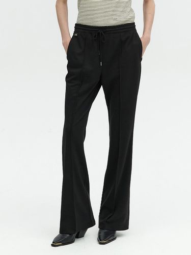 BANDED WAIST JERSEY FLARED PANTS_BLACK - L’H.A.S - Modalova