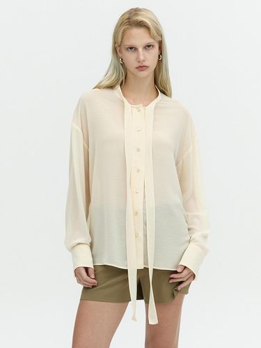 SHEER TIE BLOUSE_LIGHT BEIGE - L’H.A.S - Modalova