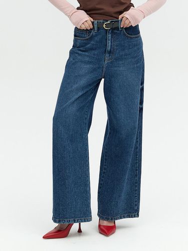 LOW-RISED WIDE-LEG DENIM PANTS_BLUE - L’H.A.S - Modalova