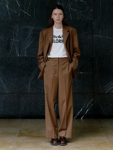 MID-RISED STRAIGHT LEG PANTS_BROWN - L’H.A.S - Modalova