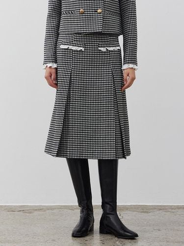 WOOL CHECK MIDI SKIRT-GRAY - MARILUZ - Modalova