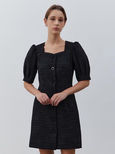 HEART NECK PUFF MINI DRESS-BLACK - MARILUZ - Modalova