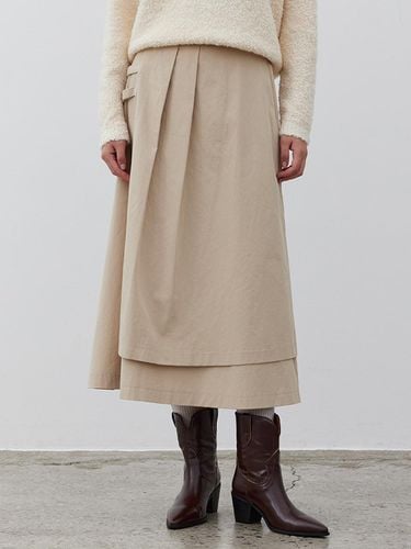 Belted Layered Maxi Skirt_BEIGE - MARILUZ - Modalova