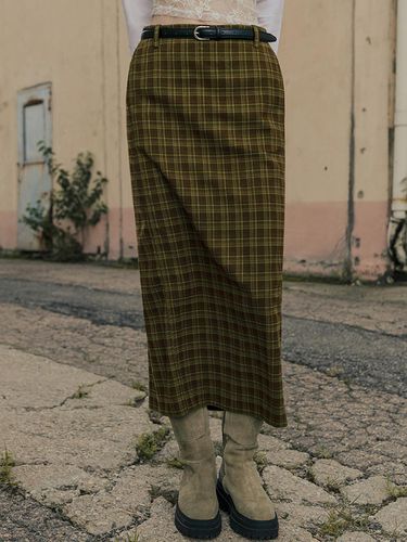 Check H-Line Maxi Skirt_Green - hardcore happiness - Modalova