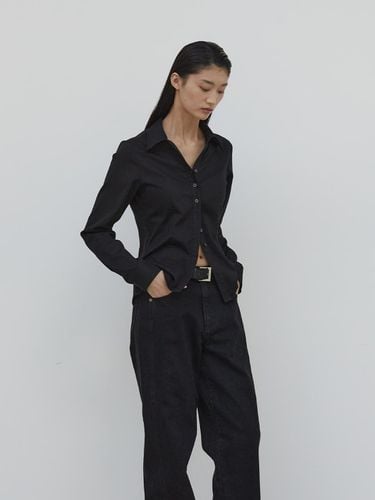 V-neck Slim Collar Shirt_BLACK - emkm - Modalova