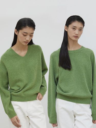 Two-way Neck Whole garment Knitwear top_GREEN - emkm - Modalova