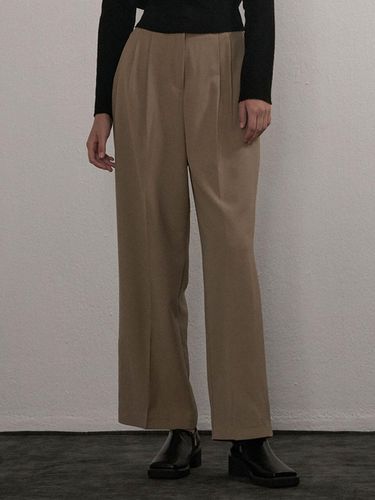 PIN TUCK BANDING WIDE PANTS BEIGE - camino - Modalova