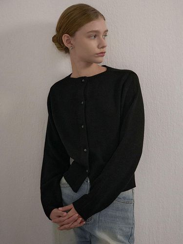 WOOL ROUND CARDIGAN BLACK - camino - Modalova