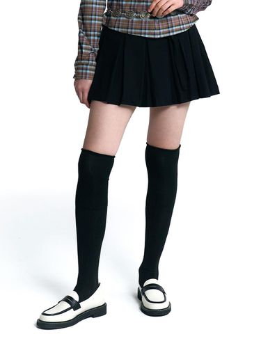 Checkered Checkered Pleats Skirt [Black] - KIRSH - Modalova