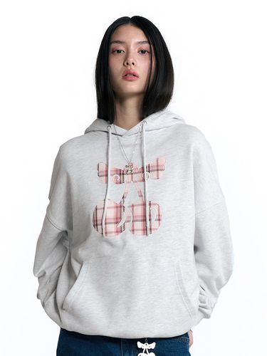 Checkered Patchwork Hoodie [Melange Gray] - KIRSH - Modalova