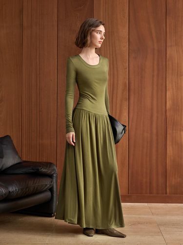 YY_Solid Color Drape Long Dress_2color - yyiam - Modalova