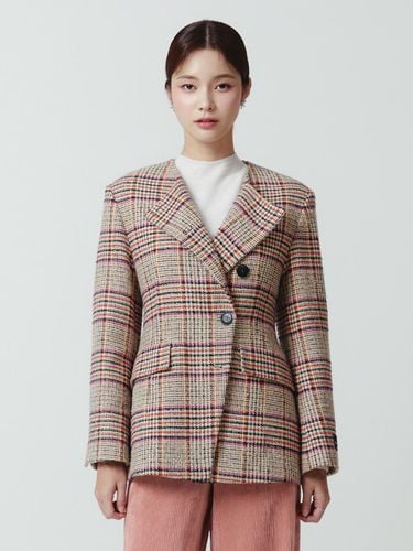 Round Neck Multi Checkered Jacket - itMICHAA - Modalova