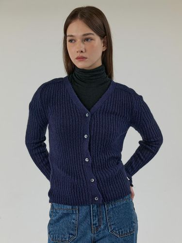 Soft wool Slim Cardigan - NAVY - STAYPEOPLE - Modalova