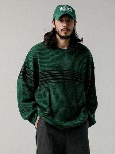 Line point round neck knit green - RUGGED HOUSE - Modalova