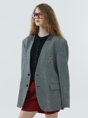 Parisian collarless tweed wool jacket gray - beyondcloset - Modalova