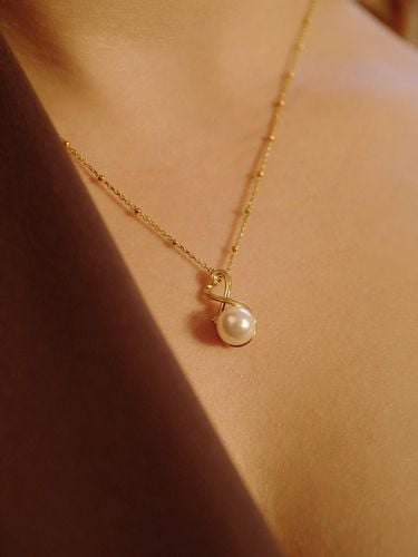 Pearl heart ribbon necklace - fiore - Modalova