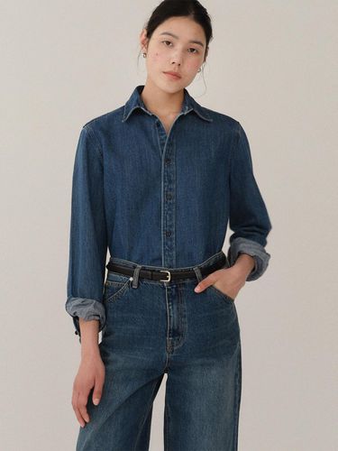 Denim Washed Shirt - Blue - KINDERSALMON - Modalova