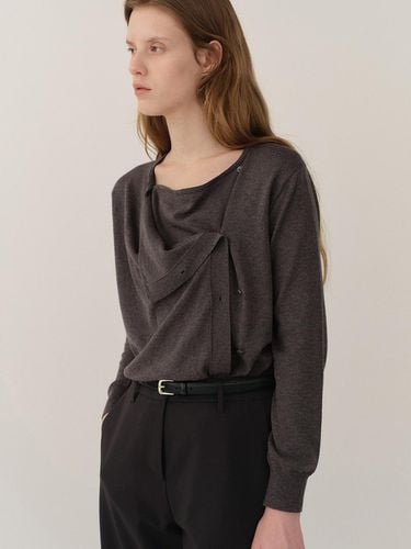 Draped Cardigan - Melange Gray - KINDERSALMON - Modalova