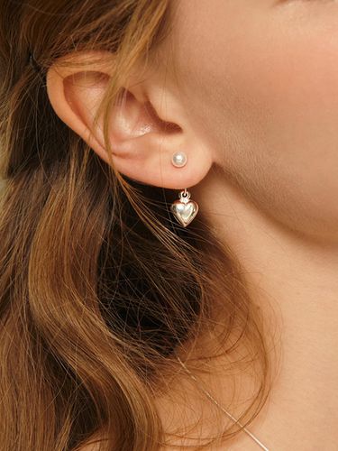 Silver]Pearl heart twoway drop earring - murmur - Modalova