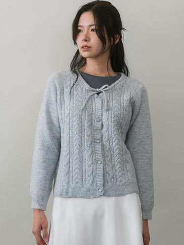 Ribbon Cable Knit Cardigan - Gray - Laminez - Modalova