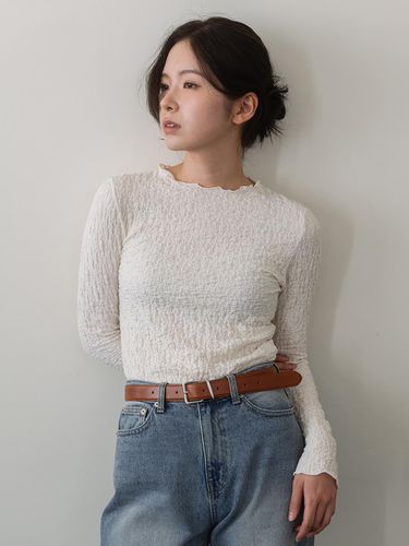 Wrinkle Long Sleeve T-shirt - Cream - Laminez - Modalova