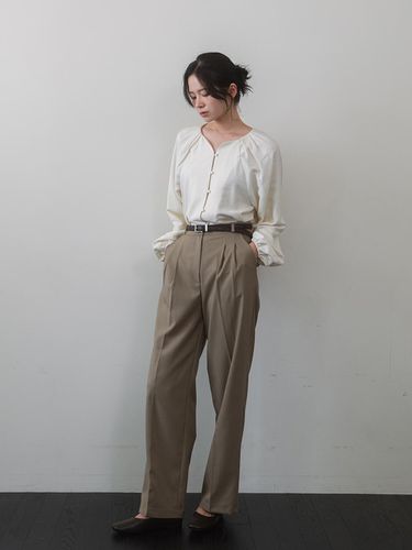 Mood Semi Wide Slacks - Beige - Laminez - Modalova