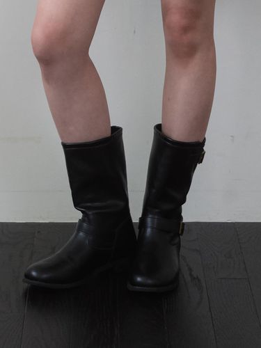 Belted Middle Boots - Black - Laminez - Modalova