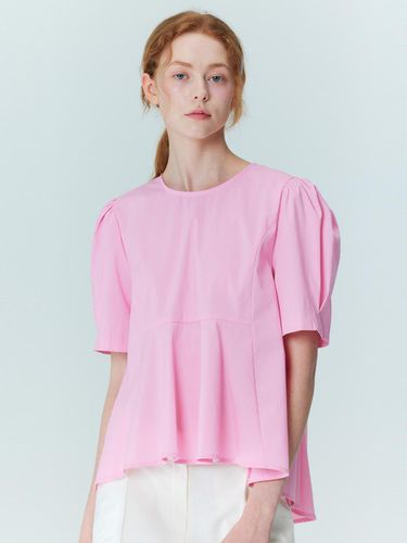 Back Ribbon Detail Peplum Blouse_Pink - OPENING SUNSHINE - Modalova