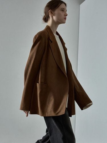 Oversized Suede Jacket - Camel - FACADE PATTERN - Modalova