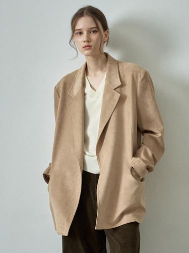 Oversized Suede Jacket - Beige - FACADE PATTERN - Modalova