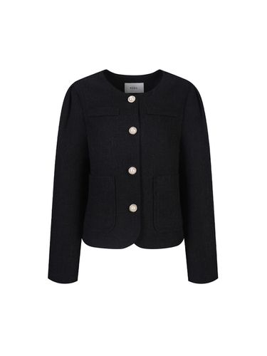 Sleeve Pintuck Round Neck Tweed Jacket (TJJAI7103) - VIKI - Modalova