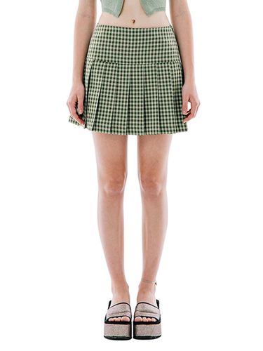 CHECK PLEATED MINI SKIRT [GREEN] - runningHIGH - Modalova