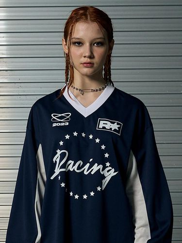 MOTOR CYCLE JERSEY PULLOVER TOP [NAVY] - runningHIGH - Modalova