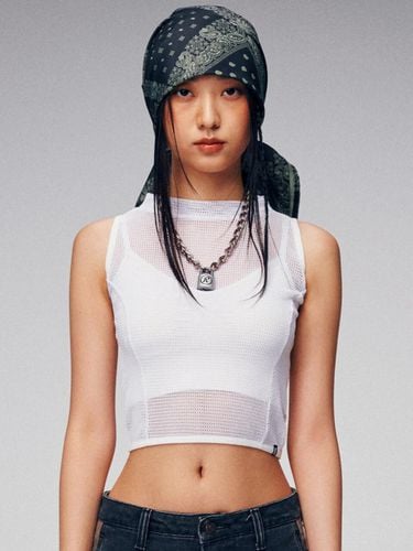 KNIT MESH SLEEVELESS TOP [WHITE] - runningHIGH - Modalova