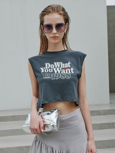 Lettering Sleeveless Crop T-Shirt [3color] - SY2C - Modalova