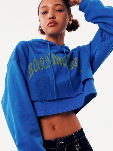 ARCH LOGO LAYERED CROP HOODIE [BLUE] - runningHIGH - Modalova