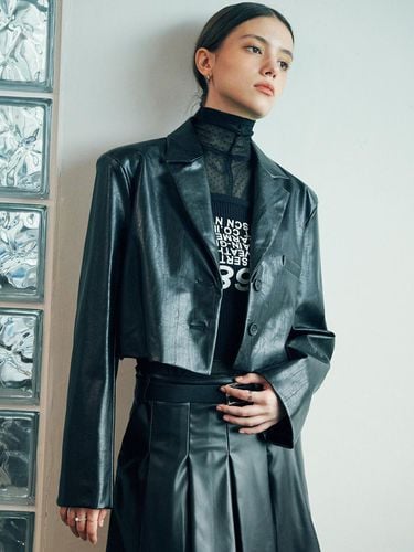 Leather Crop Jacket [Black] - SY2C - Modalova