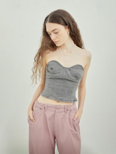 Strapless Corset Cropped Top (GRAY) - 13MONTH - Modalova