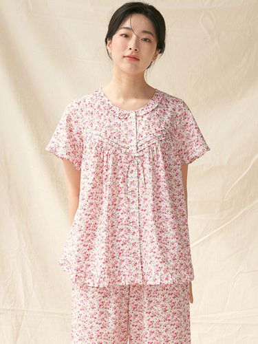 Red Little Flowers Short-Sleeved Pure Cotton Women - MAY FLOWER - Modalova