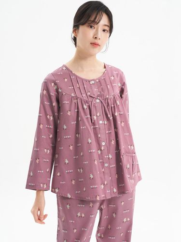 Small Heart Long-Sleeved Cotton Sleepwear Set - MAY FLOWER - Modalova