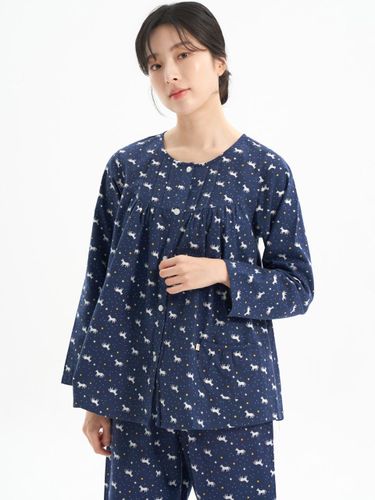 Pony Long-Sleeved Napping Cotton Sleepwear Set - MAY FLOWER - Modalova