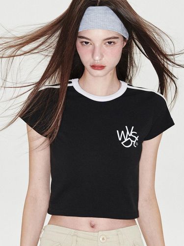 MG Logo Track Crop T-shirt [Black] - WONDER VISITOR - Modalova